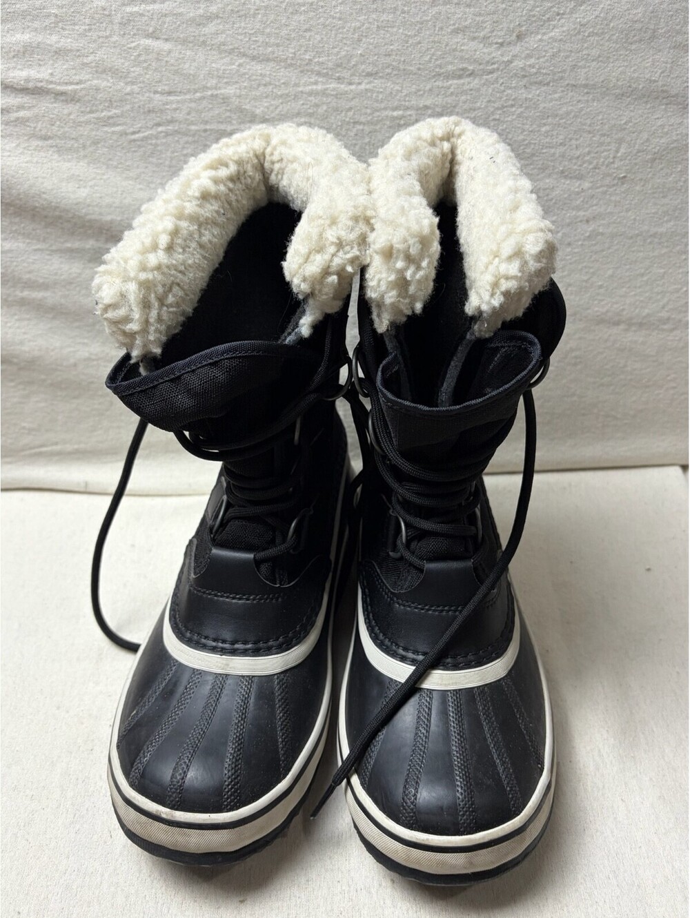 Sorel Carnival Women Black Winter Snow Boots NL3483-011 Waterproof Faux Fur Sz 8